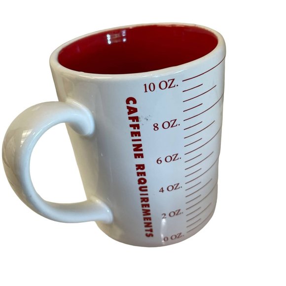 CAFFEINE REQUIREMENT Cup Mug Punctuate Barnes Noble Novelty Humor Red White 10oz - Picture 1 of 8